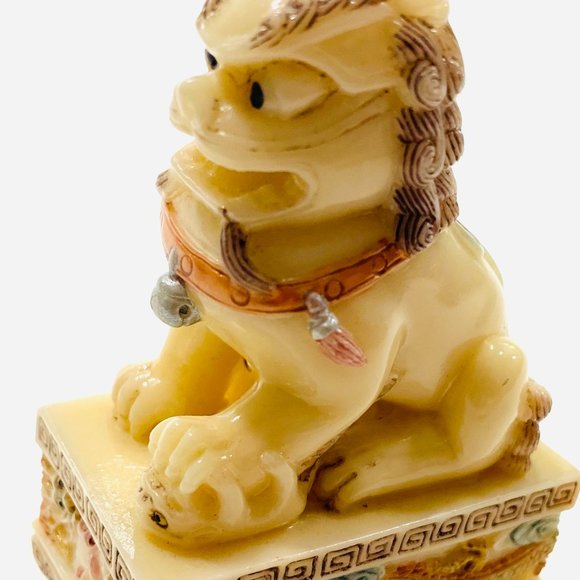 Foo Dog Hand Decorated Painted Resin Figurine Makers Mark - Picture 8 of 12